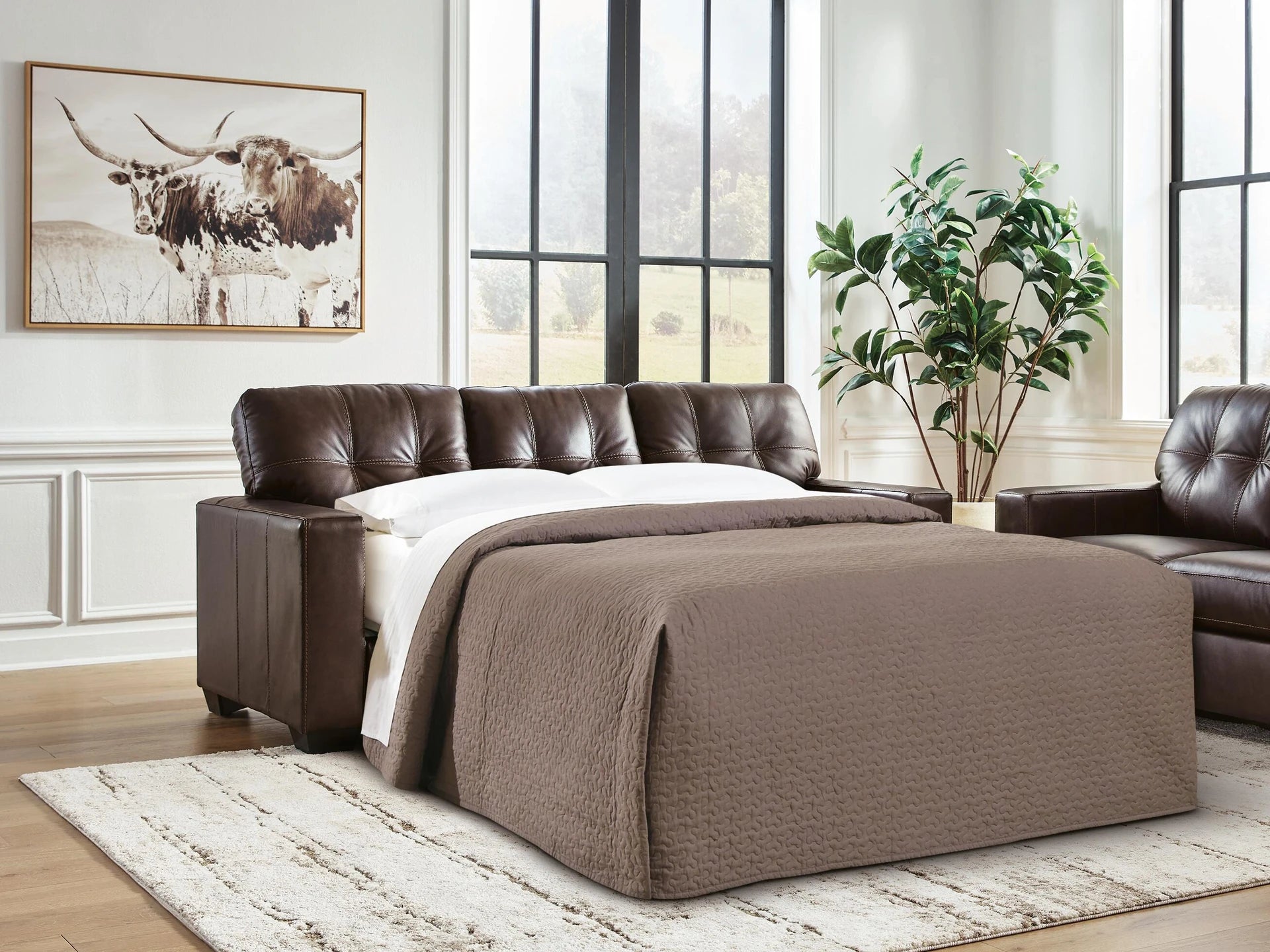Santorine Leather Queen Sofa Sleeper